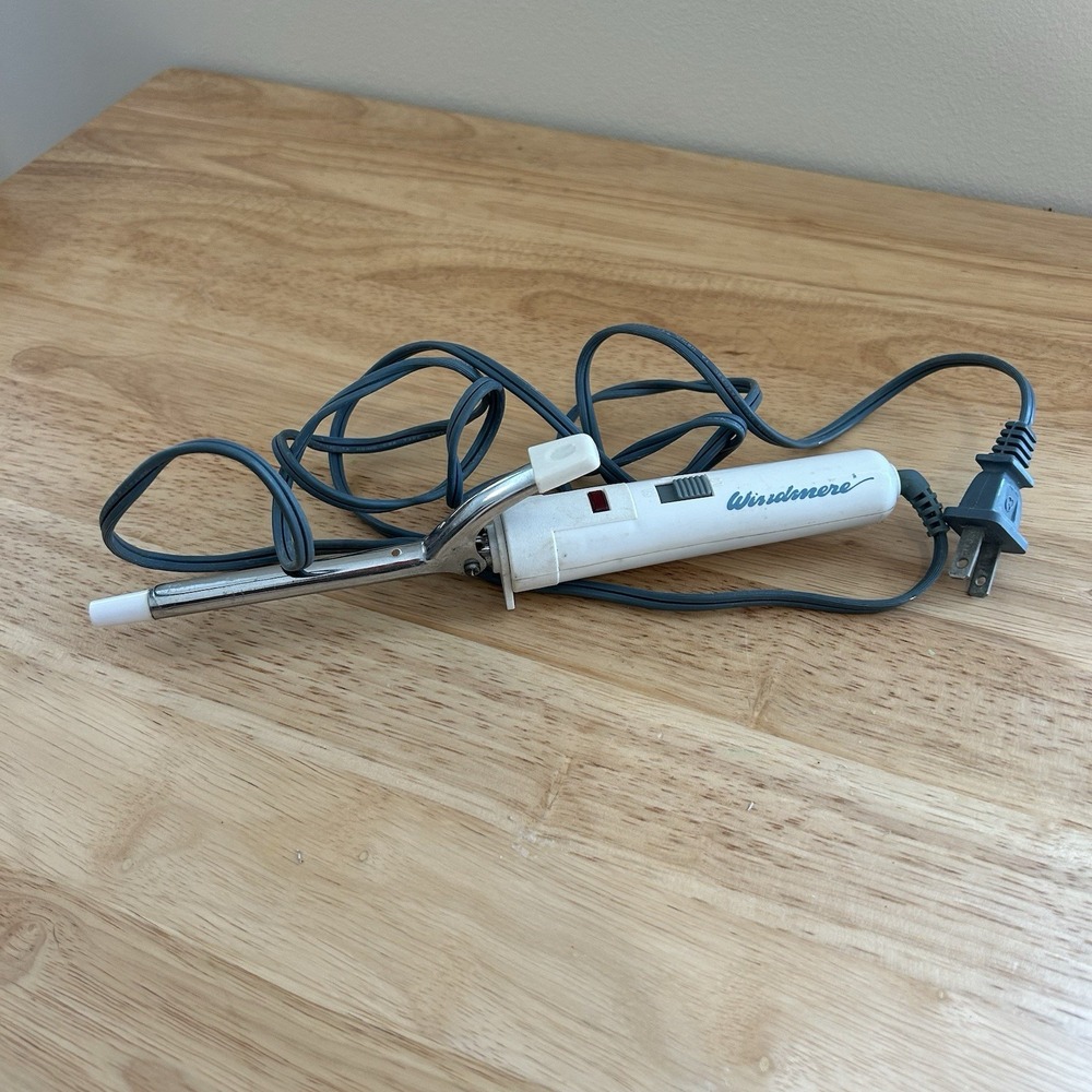 Vintage 80s Windmere 3/8 Inch Dry Curling Iron White hair styling beauty WORKS